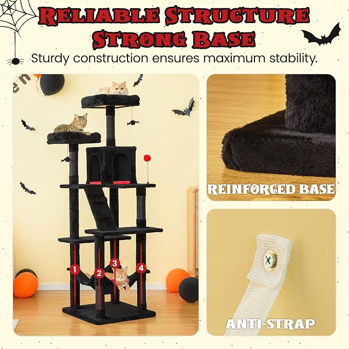 MWPO Gothic Large Cat Tree, 70.1-Inch Multi-Level Tall Cat Tower - Image 8