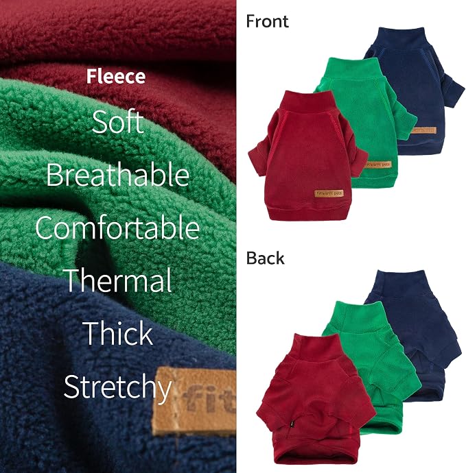 Fitwarm 3 Pack Classic Fleece Dog Sweater, Christmas Dog Winter Clothes - Image 5