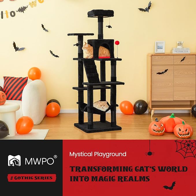 MWPO Gothic Cat Tree for Indoor Cats, 63.8 Inches Multi-Level Cat Tower - Image 2