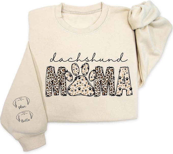 Personalized Dog Breed Mama Sweatshirt, Custom Paw Print Sweater, Cozy Pet by Unknown