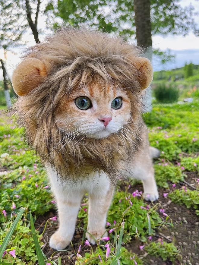 Lion Mane Wig for Cat, Funny Pet Cat & Puppy Costumes for Halloween & Christmas - Image 9