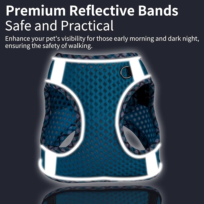 Tiny Dog Harness, All Weather Diamond Mesh, Reflective Stripes, No Pull Step in - Image 5
