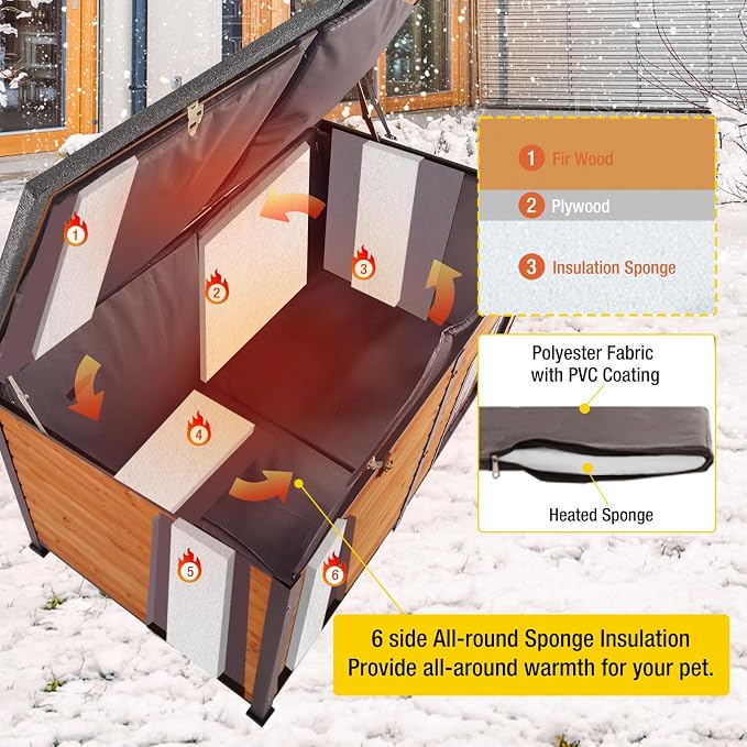 59.1" Extra Large Heated Dog House - Image 4