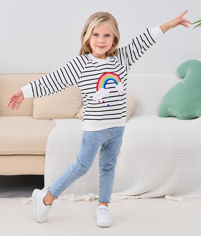 RETSUGO Toddler Baby Girls Sweatshirts Casual Pullover Crewneck Winter Long - Image 3