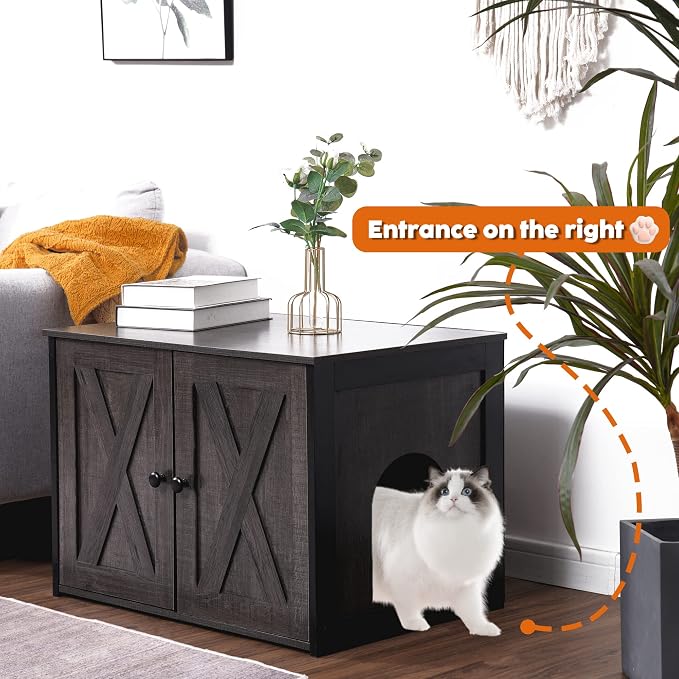 Dwanton Litter Box Enclosure, Cat Litter Box Furniture Hidden, Reversible - Image 2