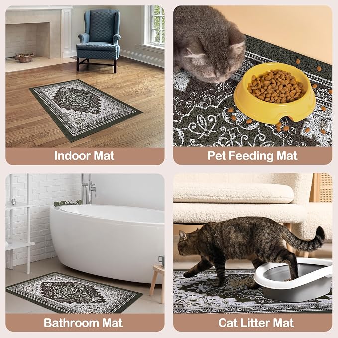 Glittme Cat Litter Mat with Non-Slip Bottom Litter Box Mat 33"X22" Litter - Image 5