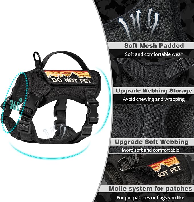 Tactical Cat Harness for Walking, Adjustable Escape Proof Pet Vest for Large Cat - Image 7
