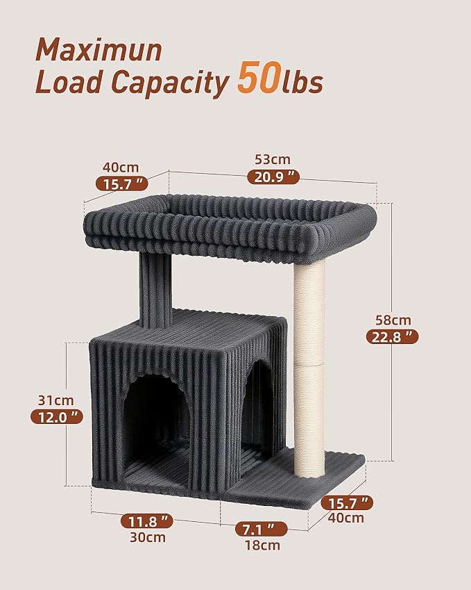 Cat Tree for Large Cat, 20.9 * 15.7in Large Perch Bed for Adult Cats, 22.8in - Image 7