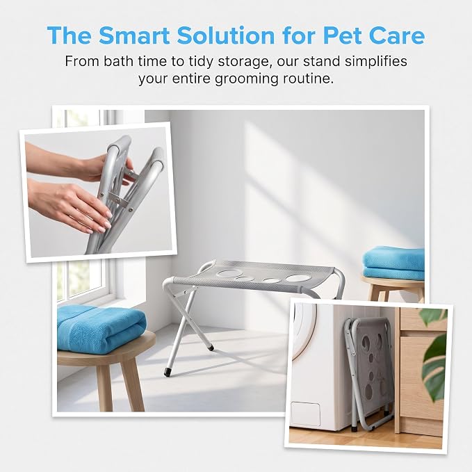 Grooming Pet Bath Stand Mesh Bathing Station, Gray - Image 5