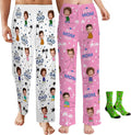 Custom Pajama Pants for Women Men, Personalized 67 Name Photo PJ Family Six by Artsadd