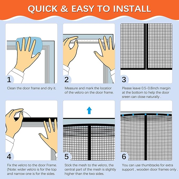Fiberglass Magnetic Screen Door Fit Door Size 36 x 82 in, Screen Itself - Image 6