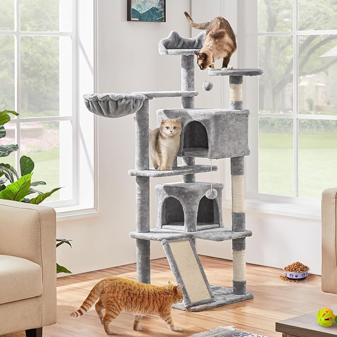 Topeakmart Cat Tree, 57 inches Multi-Level Cat Tree Tower - Image 2