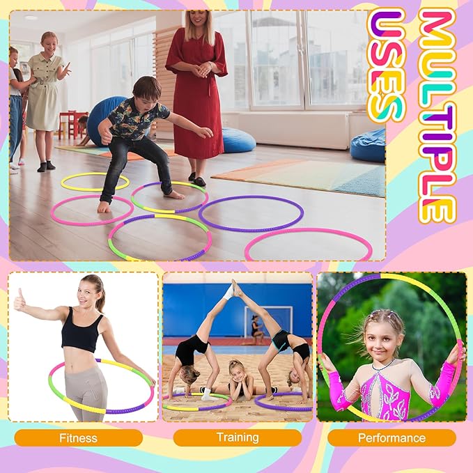Sratte 12 Pcs Toy Hoop for Kid Detachable Adjustable Toy Hoop Colored Hoop - Image 5