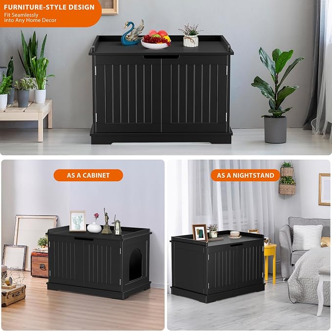Zeny Cat Litter Box Enclosure, Wooden Cabinet - Image 8