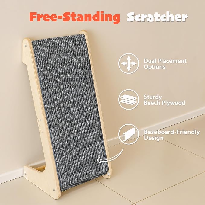 PETKARAY L Shape Cat Scratcher, Sisal Kitty Scratching Ramp, Vertical Scratch - Image 6