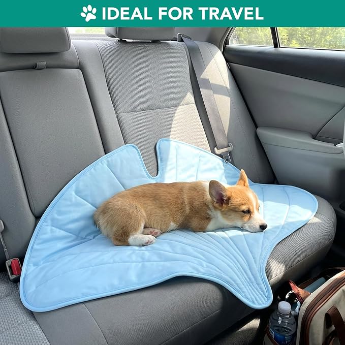 PetAmi Dog Cooling Mat, Ginkgo Leaf Shape, Reversible Cooling Nylon Blanket - Image 6