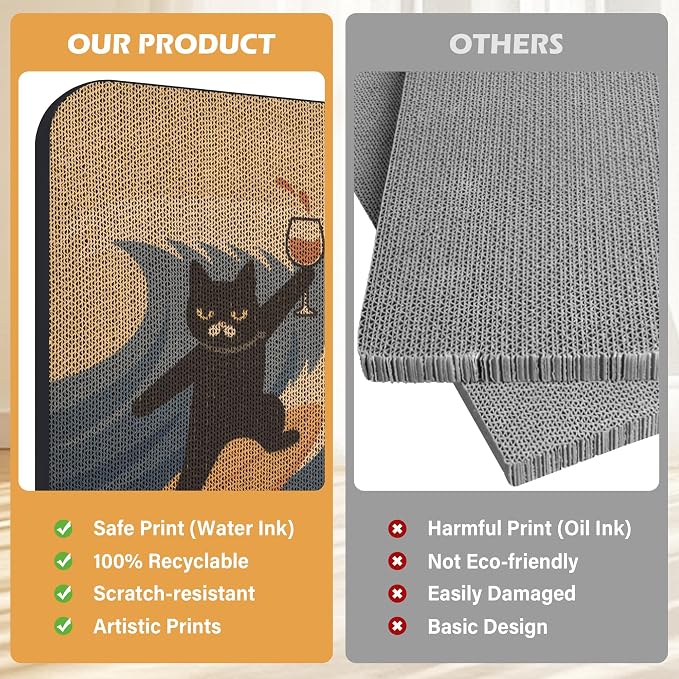 Art Cat Scratcher, Wall-Mountable Cat Scratching Board, Cat Wall Scratcher - Image 6
