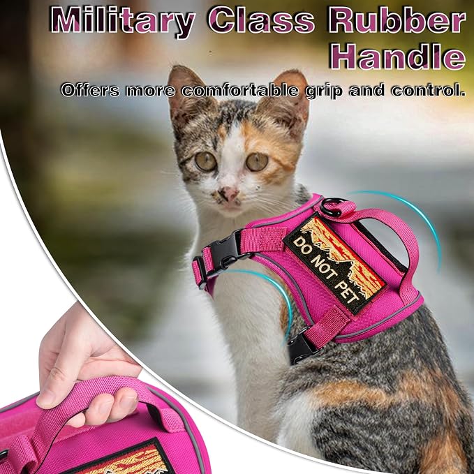 Tactical Cat Harness for Walking, Adjustable Escape Proof Pet Vest for Large Cat - Image 2