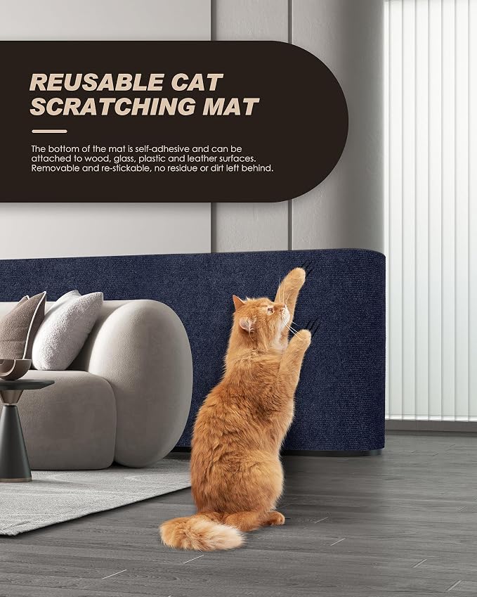 78.7"x15.8" Cat Scratch Mat, Trimmable Self-Adhesive Carpet, DIY Climb Cat - Image 3