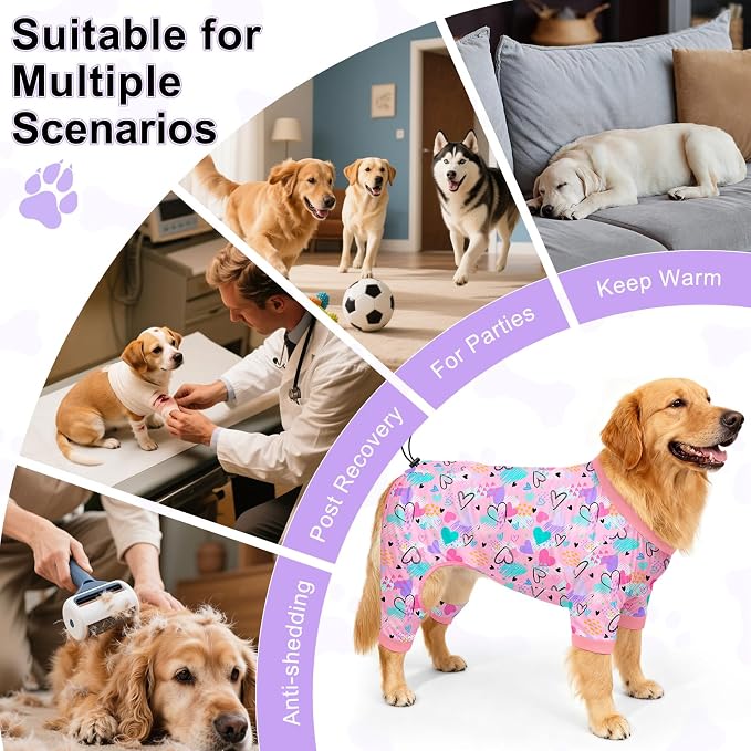 Bienbee Dog Pajamas, 4 Pack Dog Recovery Suit Shedding Suit Cute Soft Puppy - Image 7