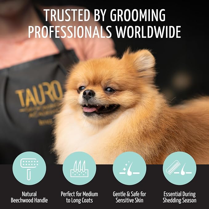 Tauro Pro Line Slicker Brush for Dogs & Cats, Deshedding, Dematting & - Image 2