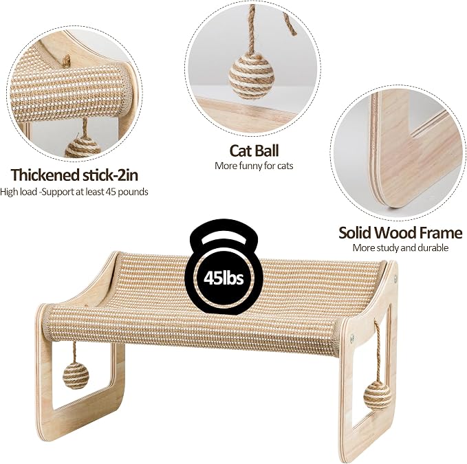 Sisal Cat Scratcher Bed for Indoor Cats, Hammock for Scratching Pad, 2 in 1 - Image 4