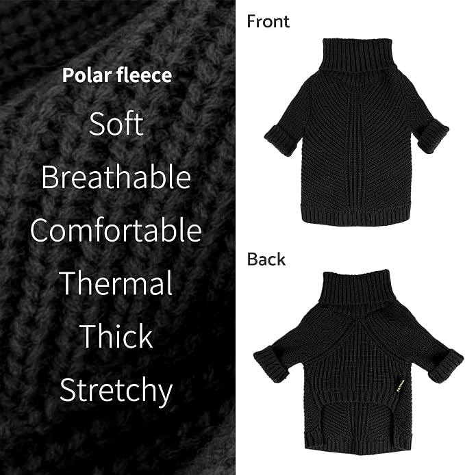 Fitwarm Dog Turtleneck Sweater, Thermal Knitted Pet Coat, Dog Winter Clothes - Image 5