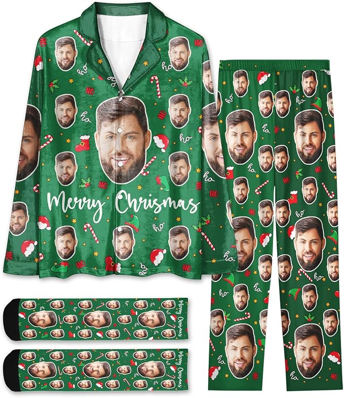 Custom Face Pajamas for Women Men, Personalized Dog Cat Pet Pajamas Set by Unknown