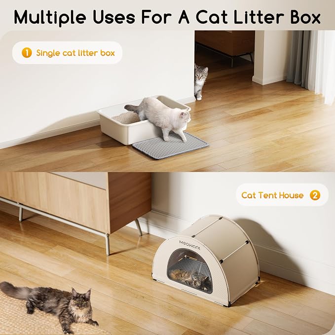 Meowant Stainless Steel Cat Litter Box, Extra Large 3-in-1 Covered Litter Box - Image 7