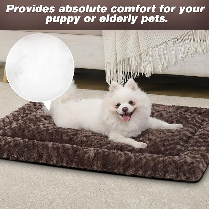 Washable Dog Bed Mat Soft Dog Crate Pad Fluffy Pet Kennel Beds Sleeping Mattress - Image 4