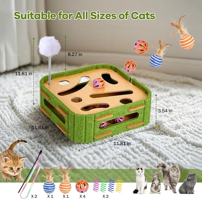 5-in-1 Cat Toys Interactive Wooden Cat Puzzle Toy Intelligence Treat Puzzle - Image 5