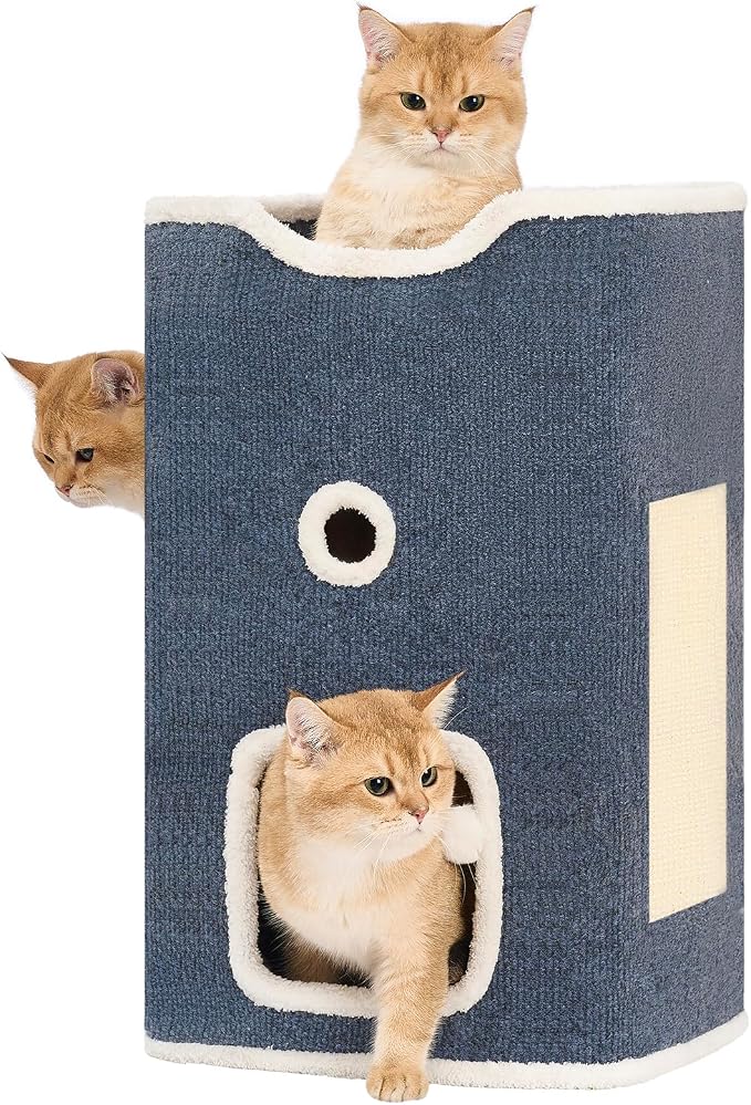 Cat House, Cat Beds for Indoor Cats, 2-Story Cat Condo Cube by Hannadepot