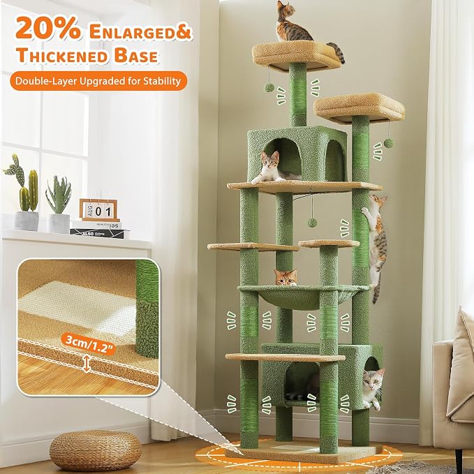PAWZ Road Heavy Duty Cat Tree for Large Cats, 81 Inches Cactus Tall Cat Tower - Image 5