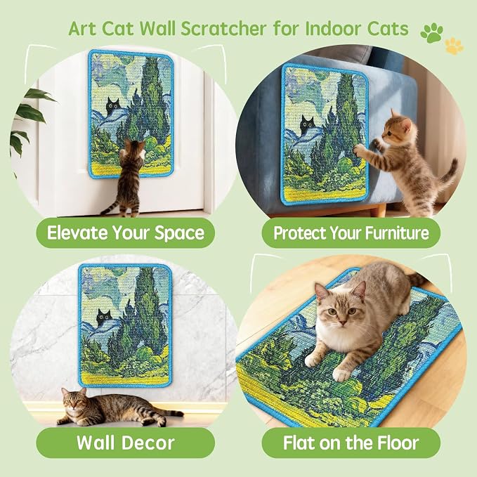 Sisal Cat Scratcher Mat 15x12 Inch – Art Cat Wall Scratcher - Image 5