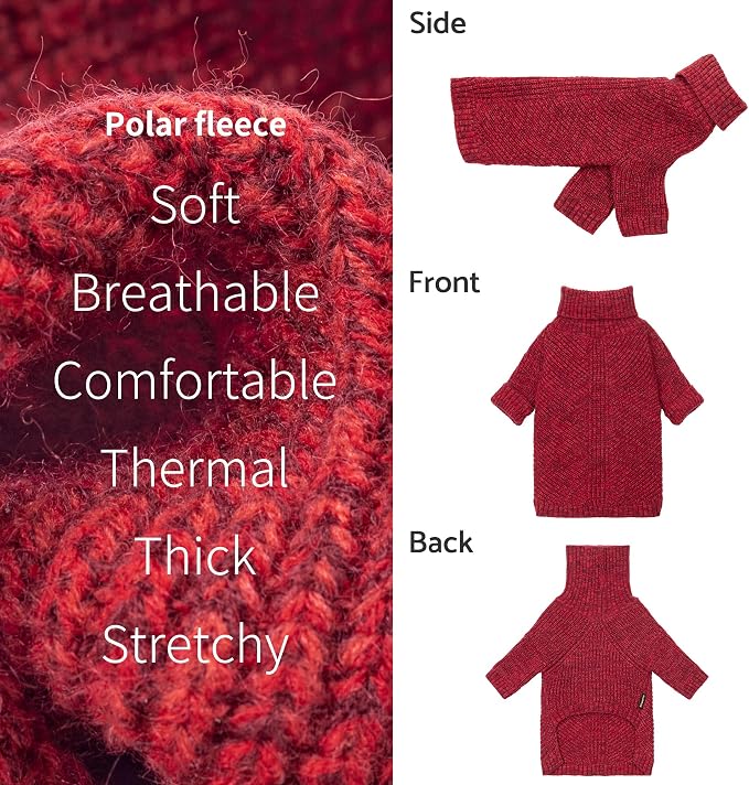 Fitwarm Knitted Turtleneck Dog Sweater, Thermal Dog Winter Clothes - Image 5