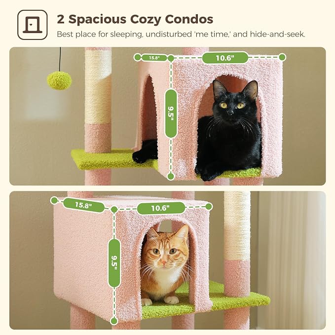 Flower Cat Tree, 62-Inch Large Cat Tower - Image 6