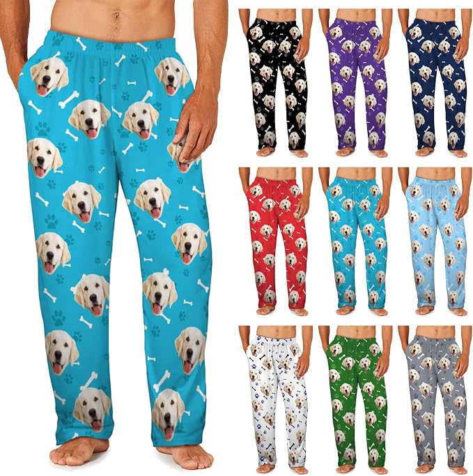 MyPupSocks Custom Pajama Pants for Pet Lover, Personalized Photo Face Printed by MyPupSocks