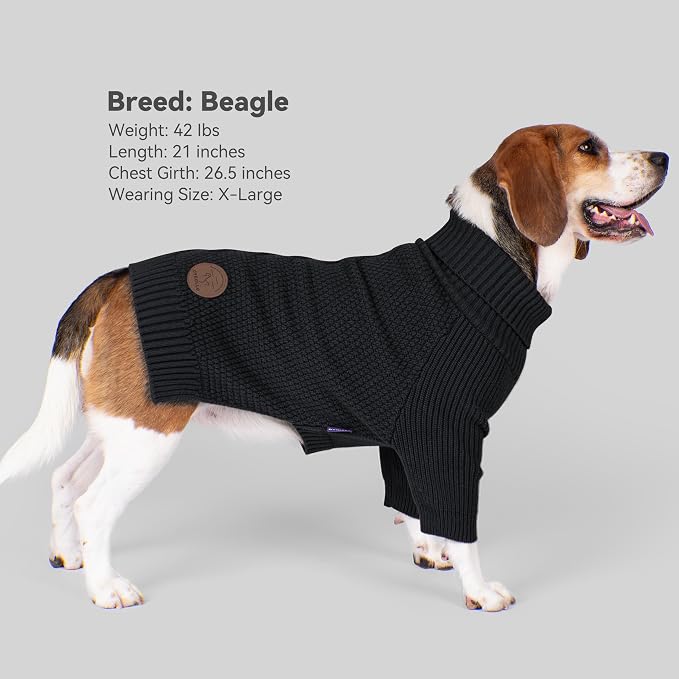 cyeollo Warm Turtleneck Large Dog Sweater, Stretchy & Cozy Knit Doggy Sweater - Image 2