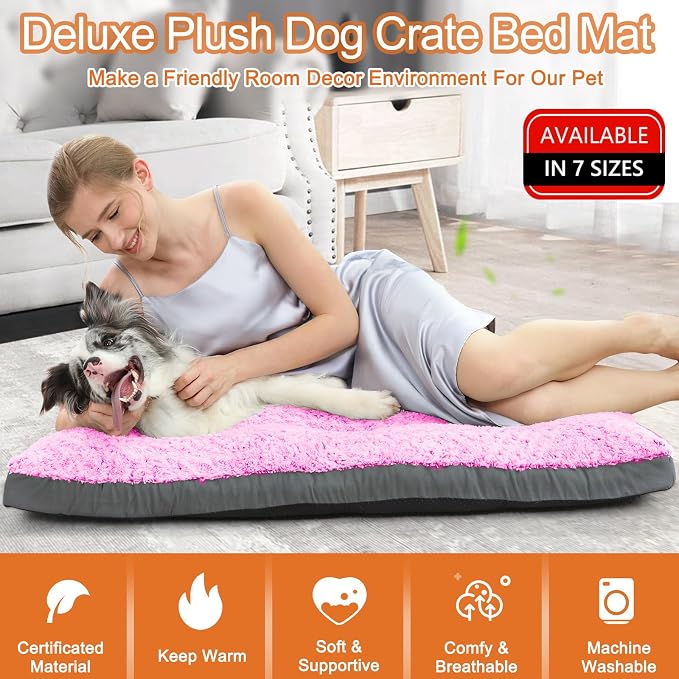 POCBLUE Washable Dog Beds for Crate, Small Plush Pet Mat for Cages, Anti-Slip - Image 2
