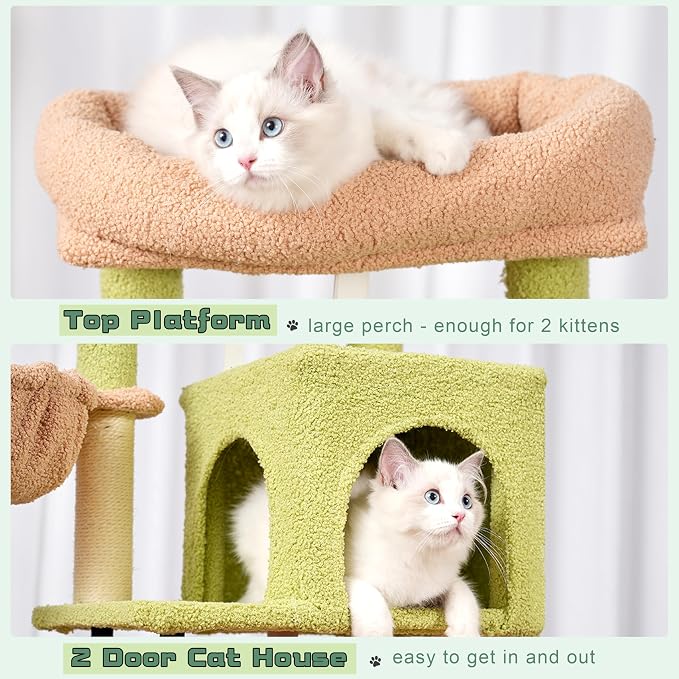 Cat Tree, Cat Tower for Indoor Cats, 43.3 inch Cactus Cat Tree Tower - Image 5