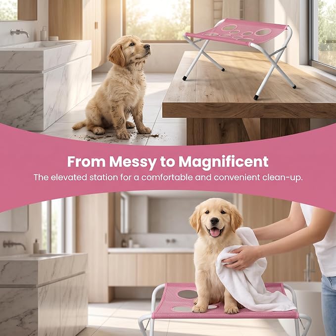 Grooming Pet Bath Stand Mesh Bathing Station, Pink - Image 5