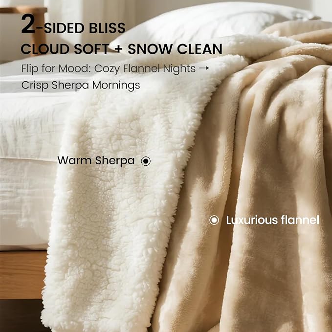 gogobunny Waterproof Bed Blanket, Reversible Sherpa Fleece Throw Blanket - Image 7