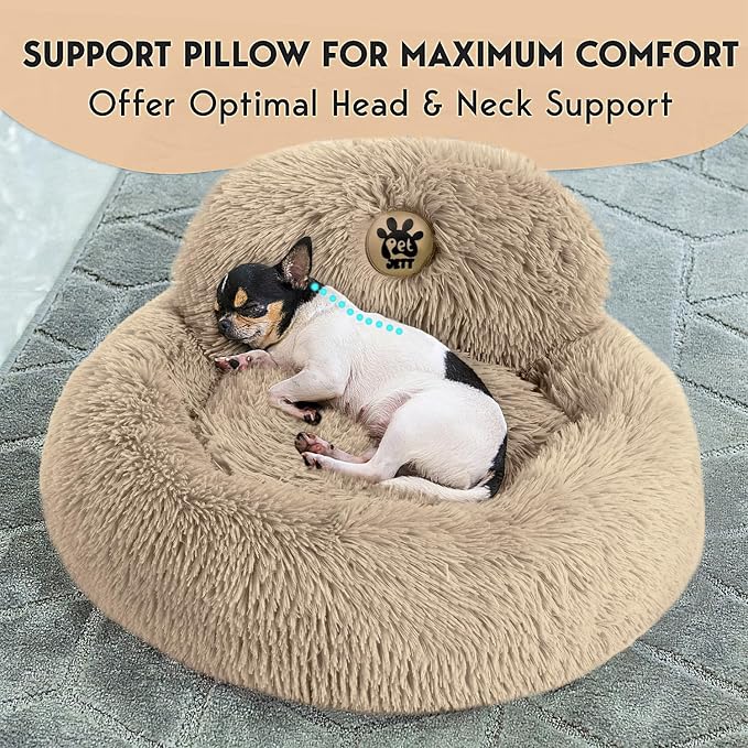 PetJett Calming Dog Beds for Small Dogs – 23" Donut Dog Beds, Anti-Slip & - Image 2