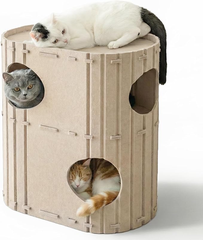 PETKARAY 2-Story Felt Cat House, Large Bed Cave by PETKARAY