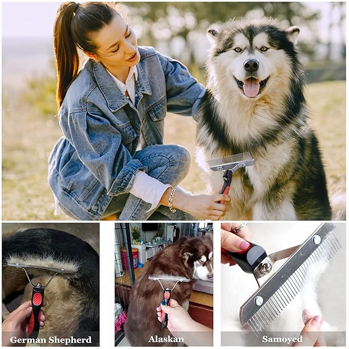 Dog Brushes for Grooming Large Dogs, Undercoat Dog Rake Long Hair Pet Comb Pet - Image 2