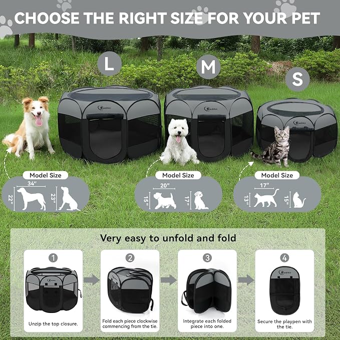 Dark Grey Puppy Playpen for Large Dog Cat, Dogs Tent Crates Cage Indoor/Outdoor - Image 2