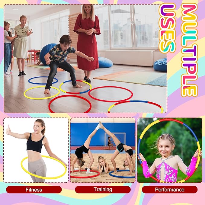Sratte 12 Pcs Hoop for Detachable Adjustable Hoop Colored Exercise Ring Plastic - Image 4