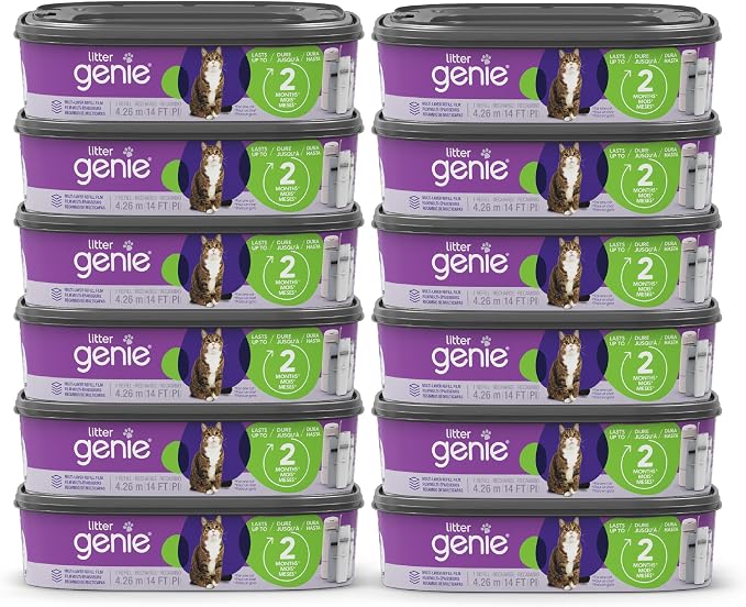 Litter Genie Refill Bags | Standard 12-Pack, 168 total ft | Up to 24 Months of by LitterGenie