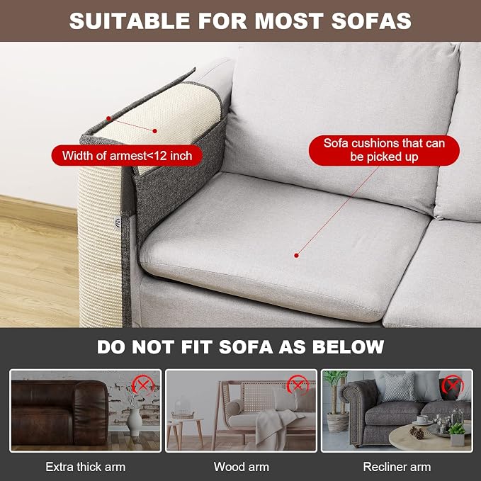 Upgraded Cat Scratch Sisal Sofa Protector, Furniture Couch Protector from Cat - Image 6