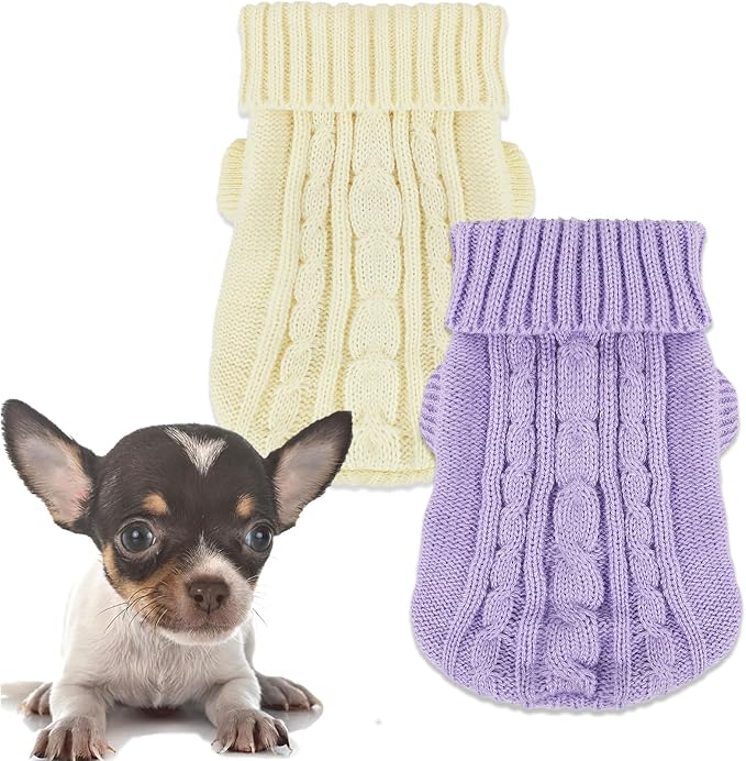 2 Pack Dog Sweaters for Small Dogs, Chihuahua Yorkie Sweater, Puppy Clothes - Image 9